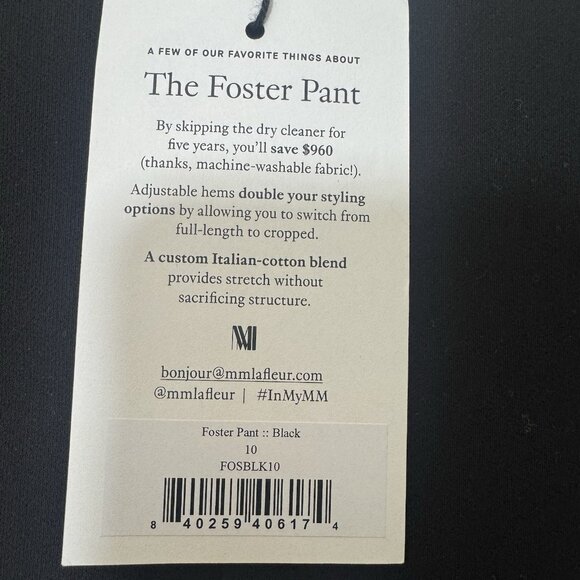 MM Lafleur Women’s Foster Trouser Pants Size 10 Black Powerstretch High Rise New - Picture 8 of 8